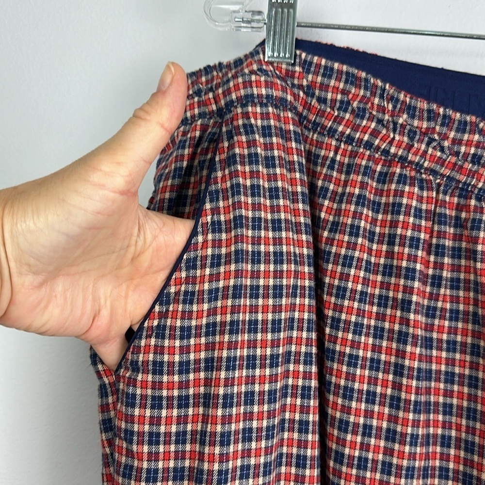 NEW Aerie XXL Flannel Cargo Skater Pajama Pants Red Blue Tan Plaid Pockets Soft - Picture 7 of 16